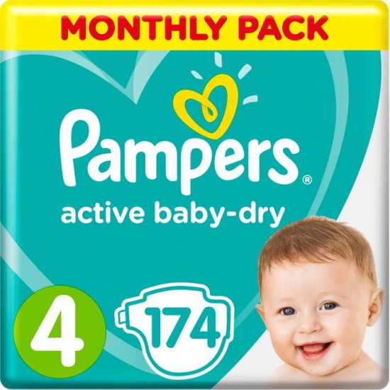 Подгузники Pampers Active Baby-Dry 4 Maxi 174шт (9-14кг)