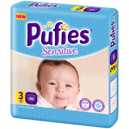 Подгузники Pufies Sensitive Midi (4-9кг) 100шт