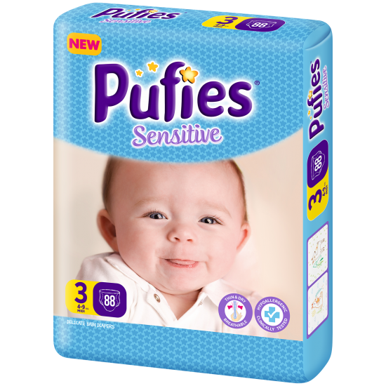 Подгузники Pufies Sensitive Midi (4-9 кг) 88 шт.