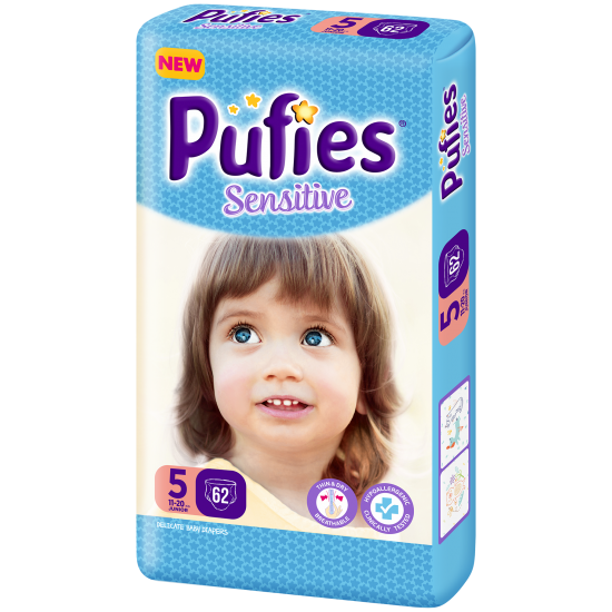 Подгузники Pufies Sensitive Junior (11-20 кг) 62 шт.