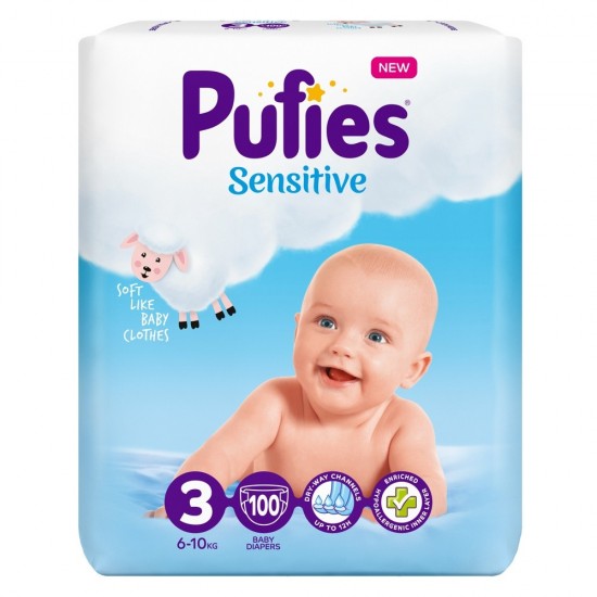 Подгузники Pufies Sensitive Midi (6-10кг) 100шт