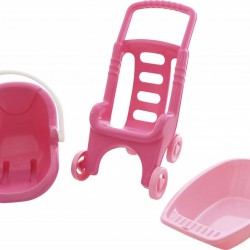 Детская тележка с люлькой и ванночкой Pink Line 3х1 Полесье 42842