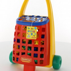 Забавная тележка с конструктором Полесье Строитель 101 элемент 44372