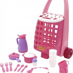 Забавная тележка с набором детской посуды 31 элемент Полесье 44389