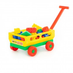 Детская тележка с ручкой №2 с конструктором Беби Полесье 46871