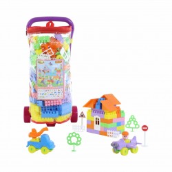 Детская тележка Caddie с конструктором Строитель Полесье 54494