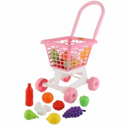 Детская тележка Supermarket №1 с набором продуктов розовая Полесье 68477