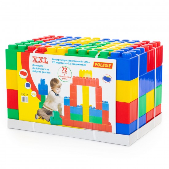 Детский конструктор строительный Полесье XXL 2 элемента/соединитель 72 элемента арт 68040