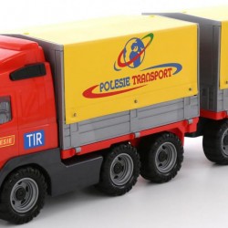 Игрушечный Volvo автомобиль бортовой тентовый с прицепом в сеточке Полесье 8732