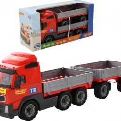 Игрушечный Volvo автомобиль бортовой  с прицепом (в коробке) Полесье 9722