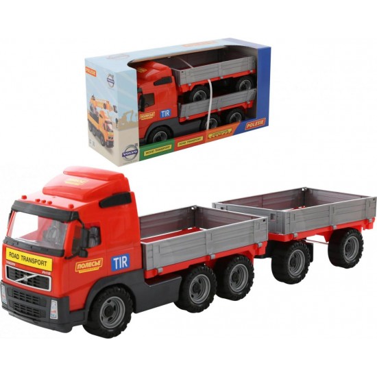 Игрушечный Volvo автомобиль бортовой  с прицепом (в коробке) Полесье 9722