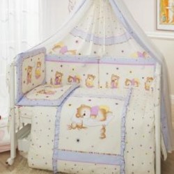 Комплект постельного белья Perina НИКА 4 предмета Мишка на подушке лиловое