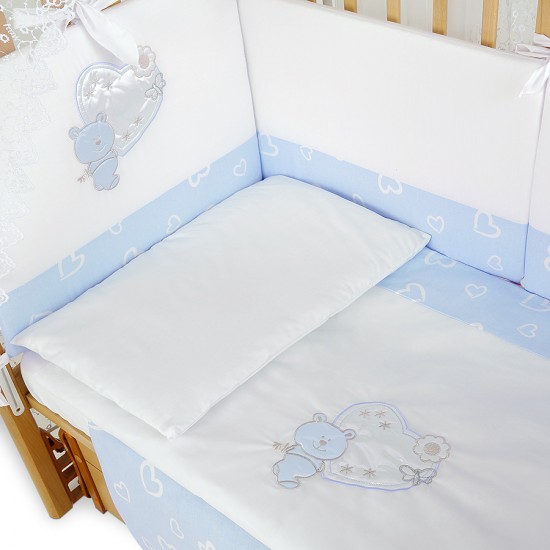Комплект в кроватку PITUSO 6 предметов МИШКА С СЕРДЕЧКОМ Голубой