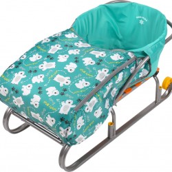 Сиденье для санок с чехлом для ног Мишка изумрудный СС3 НИКА