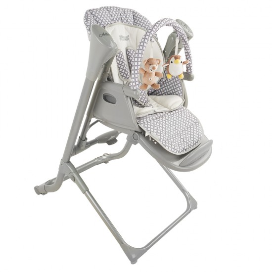 Стульчик для кормления/Электрокачели 2в1 PITUSO AVILA Grey/White/Сер/белый ткань