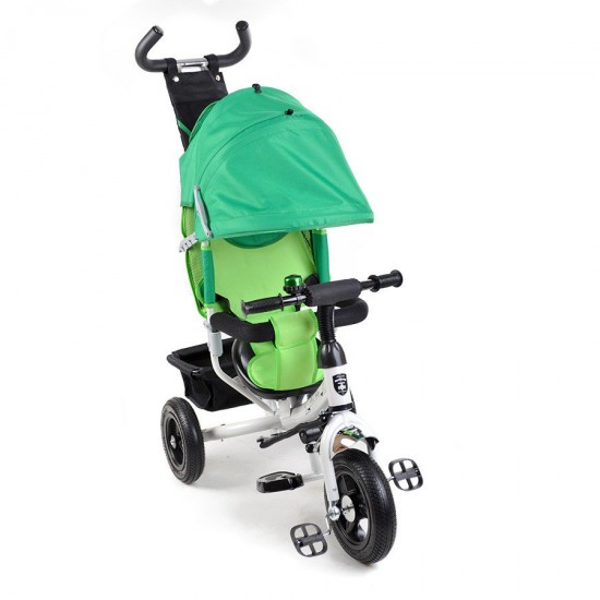 Велосипед трехколесный MINI TRIKE ЗЕЛЕНЫЙ 950D надувные колеса 10/8 БЕЛАЯ рама