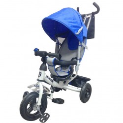 Велосипед трехколесный MINI TRIKE синий 950D надувные колеса 10/8 БЕЛАЯ рама