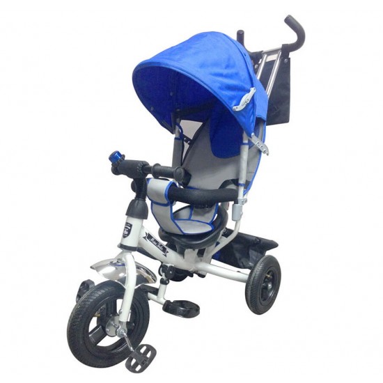 Велосипед трехколесный MINI TRIKE синий 950D надувные колеса 10/8 БЕЛАЯ рама